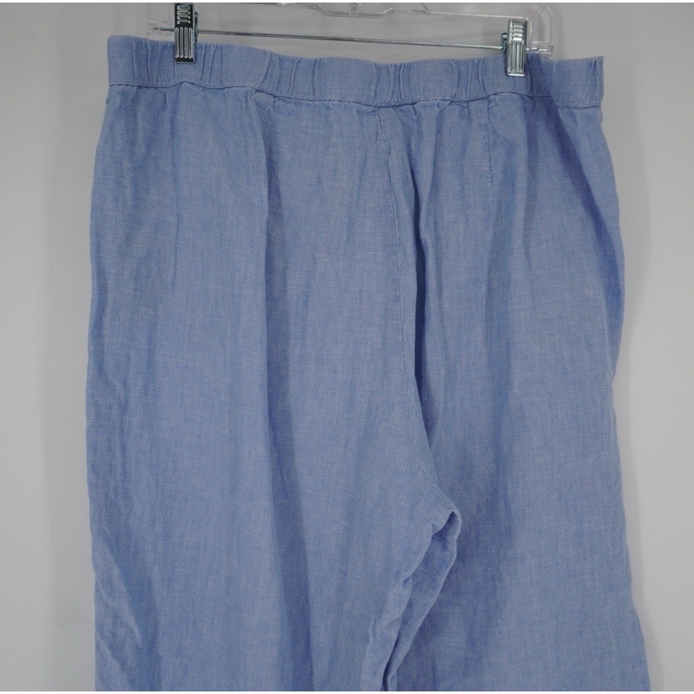 J. Jill Love Linen Wide Leg Cropped Pants Womens XL Blue Lagenlook Coastal - Picture 9 of 12